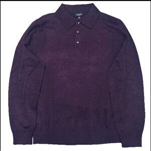 J.Crew Men’s Merino Wool Blend Sweater Polo Purple Long Sleeve Size M NWT